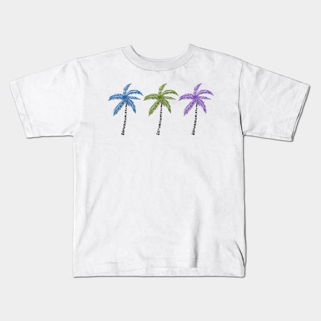 Three Palms at the Beach Kids T-Shirt by shipwrecked2020